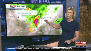 News Journal topic graphic showing a tornado warning symbol over a map of Arizona
