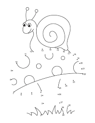 Connect The Dots Snail On The Mushroom From 1 To 30 Dot Worksheets Connect The Dots Dot To Dot Printables