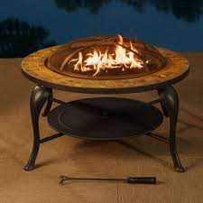 Fire pit table outdoor fire it coffee table 44 rectangle propane fire pit with waterproof cover 55,000 btu grey fire pit propane with aluminium alloy table top (44 +wind glass+cover, grey) 4.4 out of 5 stars. Wood Burning Fire Pit Table You Ll Love In 2021 Visualhunt