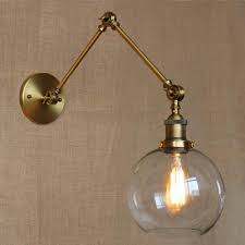 Kwoking Lighting Industrial Vintage Style 1 Light Wall Sconces Adjustable Swing Arm Wall Sconce Wall Light Lamp Fixture With Clear Globe Shade For Bedroom Living Room Restaurant Barn Warehouse Brass Amazon Com