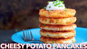 Cheesy Mashed Potato Pancakes Recipe Video Natashaskitchen Com Mashed Potato Pancakes Pancakes Recipes