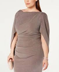 Betsy Adam Plus Size Metallic Knit Cape Dress Tan Beige 16w Plussizecocktaildresses Plus Size Cocktail Dresses Dresses Long Cocktail Dress