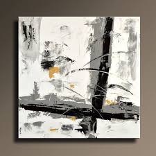 Tableau Abstrait Noir Blanc Gris Or Peinture Toile Art Abstract Painting Original Canvas Art Abstract