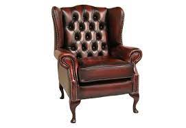 Leather Chesterfield High Back Wing Chair Gray Dining Chairs Chair Wing Chair