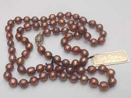 Vintage Pierre Cardin Pearl Necklace Copper Pearls Sterling Etsy Pierre Cardin Copper Pearl Vintage Necklace