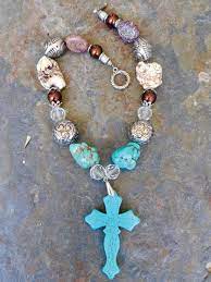 Turquoise Cross Necklacechunky Statement Magnesite Necklace Etsy Turquoise Cross Necklace Christian Necklace Magnesite Necklace