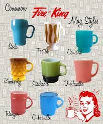 Anchor hocking fire king iridescent luster white pearl rainbow coffee cup mug c. Fire King Common Mug Styles Vintage Dishware Vintage Fire King Fire King