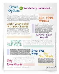 With The 7 Options For Vocabulary Homework Bundle Students Can Choose From A Variety Of Fun And En Vocabulary Strategies Teaching Spelling Teaching Vocabulary