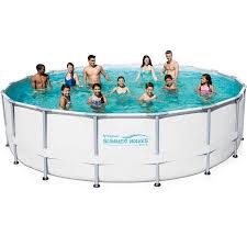 Summer Waves Elite 18 X 48 Inch Round Premium Metal Frame Above Ground Swimming Pool With Deluxe Acces Above Ground Swimming Pools Summer Waves Swimming Pools