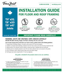 Installation Guide For Floor And Roof Framing With