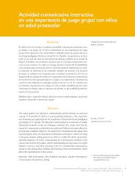 Preescolar interactivo, mexico city, mexico. Pdf Actividad Comunicativa Interactiva En Una Experiencia De Juego Grupal Con Ninos En Edad Preescolar