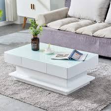 Get free shipping on qualified white coffee tables or buy online pick up in store today in the furniture department. Buy Homesailing Modern White High Gloss Coffee Table With 2 Storage Drawers Living Room Large Glass Tabletop Coffee Table Wood Frame Sofa End Tea Table Rectangular For Office Waiting Reception Furniture Online