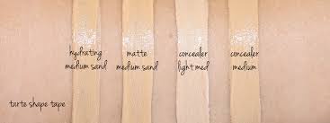 Tarte shape tape in light, light sand, light medium and light medium honey compared with other concealers. Tarte Shape Tape Foundation And Concealer Review The Beauty Look Book