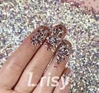 2mm Translucent Purple Orange and White 3D Concave Stereo Hexagon Glitter  LLG001A