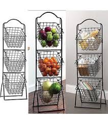 3 Tier Fruit Basket Decorative Metal Vegetable Stand Scroll Wire Kitchen Storage Vegetable Rack Kitchen Baskets Kitchen Basket Storage
