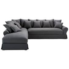 Sofa Esquinero Izquierdo De 6 Plazas De Algodon Gris Pizarra Bastide Hoekbank Zitbank Kussens