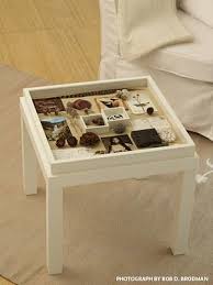 Memory Shadow Box Table Using Ikea Side Table And Shadow Box Diy Decor Cool Diy Projects Home Decor