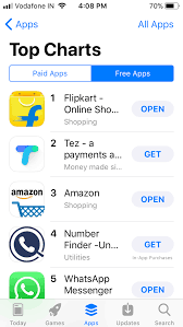 flipkart app is currently no 1 in the top free apps charts