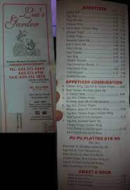 Menu Of Liu S Garden In Rochester Nh 03867