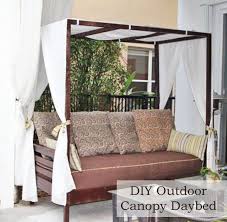 An alternative to daybed is this diy outdoor sectional, which saves a little extra space in the area. Diy Outdoor Canopy Daybed Made Out Of A Twin Mattress I M Saving This Post For When My Kid Wants Her Twin Bed Upg Canopy Outdoor Daybed Canopy Outdoor Daybed