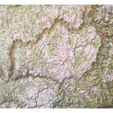 Les cevennes hotels and map. Cevennes Tarn Ardeche Gorges 3d Relief Wall Map