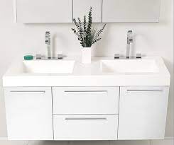 At vintage tub & bath, we have a large selection of double bowl vanities including both vintage and modern bathroom vanity sinks. 54 White Modern Double Sink Bathroom Vanity With Faucet Medicine Cabinet And Linen Side Cabinet Option