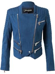 Balmain Quilted Denim Biker Jacket Linette Due Farfetch Com Denim Biker Jacket Denim Fashion Jackets