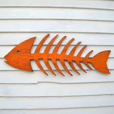 Fish Skeleton Sign Wooden Fish Art Beach Cottage Fish Decor Etsy Wooden Fish Decor Fishing Decor Wooden Fish