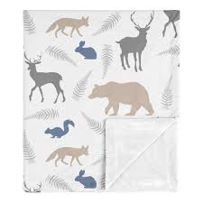 Download Sweet Jojo Designs Bear Gray Deer Fox Woodland Animals Collection Boy Baby Receiving Security Swaddle Blanket Beige Blue Grey Overstock 30095641