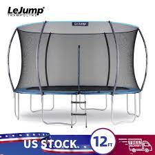 LeJump 12FT Pumpkin Trampoline w/enclosure net & ladder for kids  outdoor fitness | eBay
