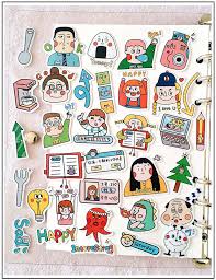 6pcs cute cartoon korean decorative stickers adhesive sticker diy sell s9q8. 41pcs Bag Hand Draw Cute Korean Girl Sticker Diy Craft Scrapbooking Album Junk Journal Happy Planner Decorative Stickers Stickers Aliexpress