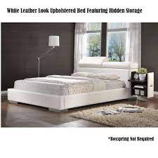 As Little As 36 26 Biweekly This White Leather Upholstered Bed With Hidden Storage Saves Spa Upholstered Beds White Upholstered Bed Queen Upholstered Bed