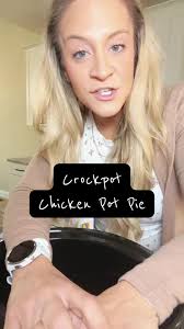 Crockpot Chicken Pot Pie!! 1 can each cream of celery/chicken Chicken  Breasts Bag of peas and carrots Chicken broth Flour/seasonings Grands  bisquits Parm cheese 4 hrs