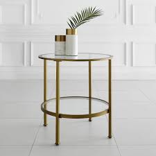 Aimee End Table Gold Crosley In 2020 Glass Side Tables Side Table Glass Top End Tables