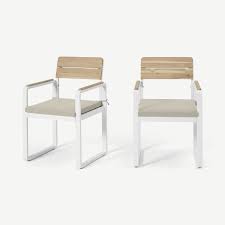 Charles bentley wooden fsc acacia pair of foldable dining chairs. Topa Garden Set Of 2 Dining Chairs Acacia Wood White Garden Furniture Uk Com