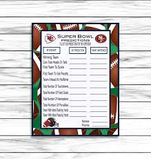 Super Bowl 2021 Gamesuper Bowl Predictions Football Party Etsy Super Bowl Predictions Superbowl Party Games Football Party Games