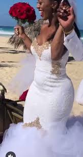 White And Gold Wedding Dresses Mermaid Wedding Dress Bridal