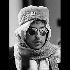 Bob Dylan, suiting up during his 1974 European tour. This tour marked  Dylan's return to the stage after an 8-year hiatus from full-scale touring.  Feinstein's book 'Real Moments: Photographs Of Bob Dylan'