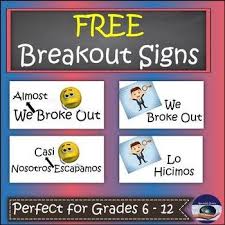Free Bilingual Breakout Edu Signs Spanish English Breakout Edu Teachers Pay Teachers Seller Middle School Spanish
