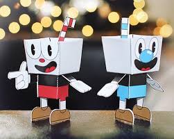 Created By Designer Bryan From Paper Foldables For Studio Mdhr Here Are Cuphead And Mugman Main Characters Fro Paper Toys Paper Crafts Papercraft Printable
