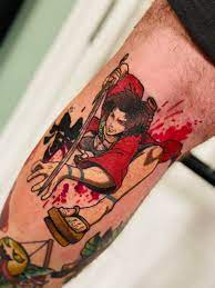 Mugen. Samurai Champloo. Done by Nick Glaven. Hybrid Image. Behind the knee  : rtattoo