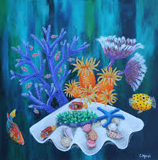 Highest quality paint by number for adults from shipper. Coral Reef Acrylic Underwater Painting Painting Inspired
