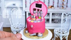 How to avoid makeup cake face. Make Up Box Mini Cake Diy Edible Miniature Makeup Asmr Youtube