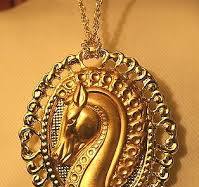 Swirled Goldtone Sculpted Trojan Horse Horsehead Pendant Necklace Brooch  Pin | eBay