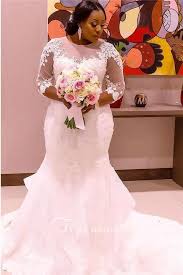 Sheer 3 4 Long Sleeves Plus Size Mermaid Wedding Dress June Bridals Plus Size Wedding Dresses With Sleeves Lace Mermaid Wedding Dress Wedding Dresses Lace