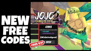 We did not find results for: New Free Codes Jojo Chains Of Fate 2 Gives Free Ko Gameplay Robl In 2021 Roblox Coding Fate