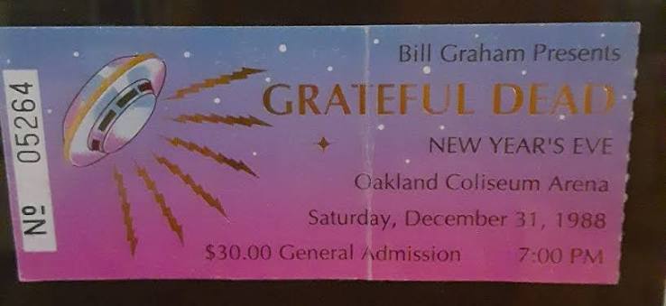 Have a Grateful New Year my friends. On December 31st of 1988 the Grateful  Dead, with the Tom Tom Club, and Peter Apfelbaum and the Hieroglyphics  Ensemble performed New Year's Eve 1988-1989