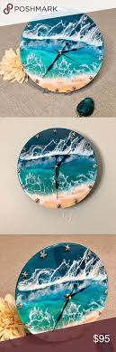 Resin 3d Beach Ocean Clock Wall Art Decor Clock Wall Art Beach Wall Art Art Decor