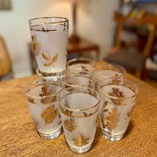 Set of 8 Mid Century Golden Foliage Hostess Beverage Glasses by Libbey  Golden Foliage Glasses In Original Box 10 oz. Beverage Glasses - Etsy 日本