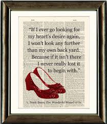 Ruby Slippers Wizard Of Oz Heart Quote Vintage Book Page Etsy Wizard Of Oz Quotes Heart Quotes Wizard Of Oz